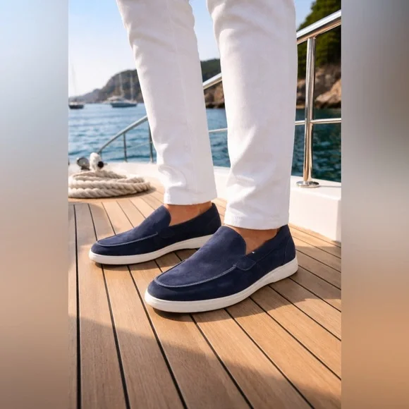 Clorinda Antinori Edoardo Sirena Navy Suede Loafers Men’s Size 41 / 9 - Picture 2 of 14